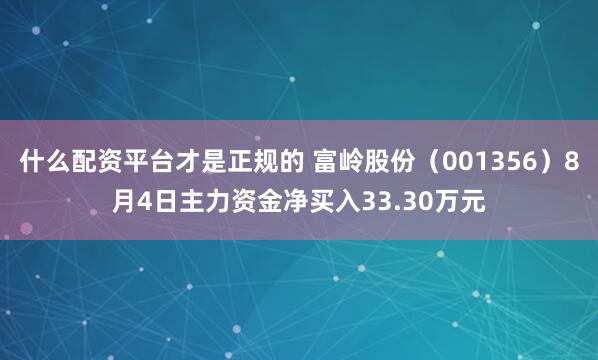 什么配资平台才是正规的 富岭股份（001356）8月4日主力资金净买入33.30万元